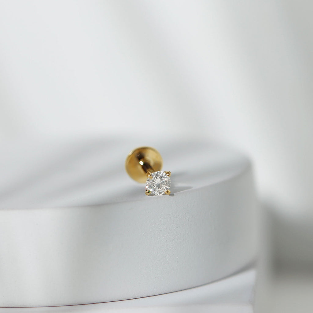 Minimalist Peg Head Set Diamond Nose Pin Stud