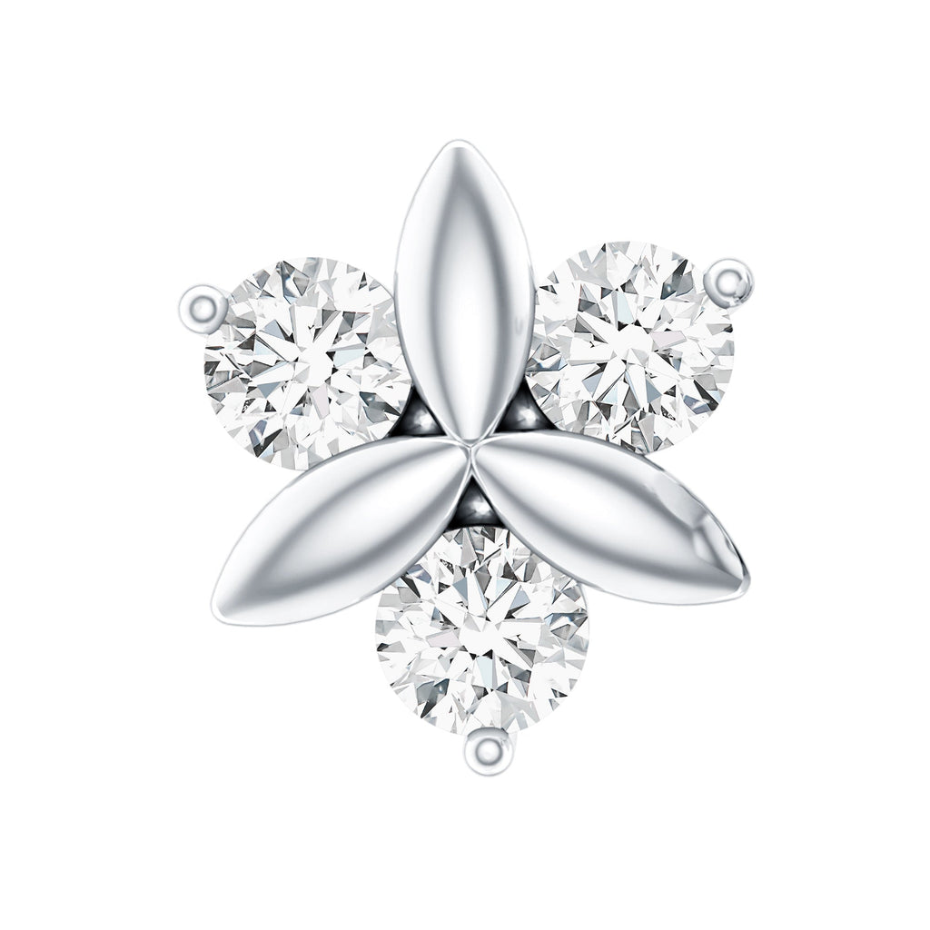 Brilliant Cut Diamond Floral Earring for Conch Piercing