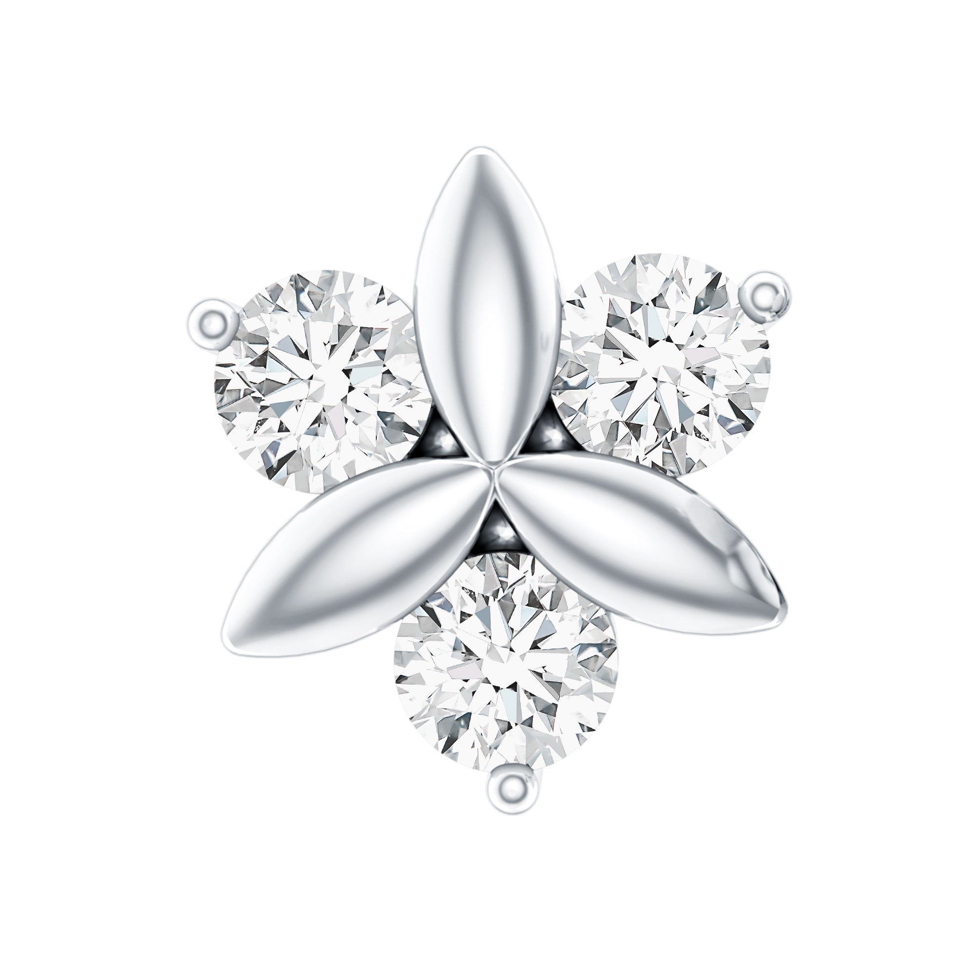 Brilliant Cut Diamond Floral Earring for Conch Piercing