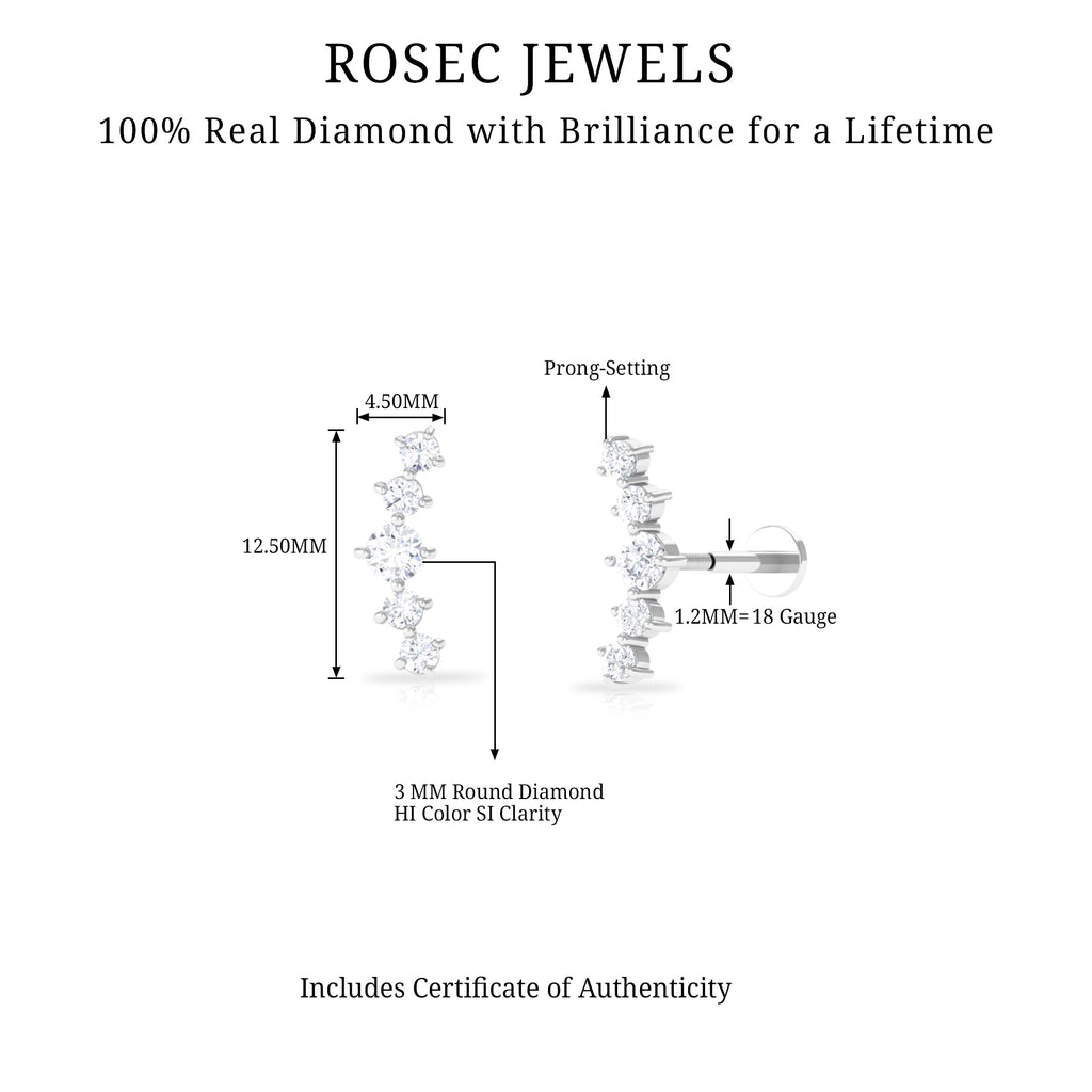 Graduated Style Diamond Crawler Earring for Women