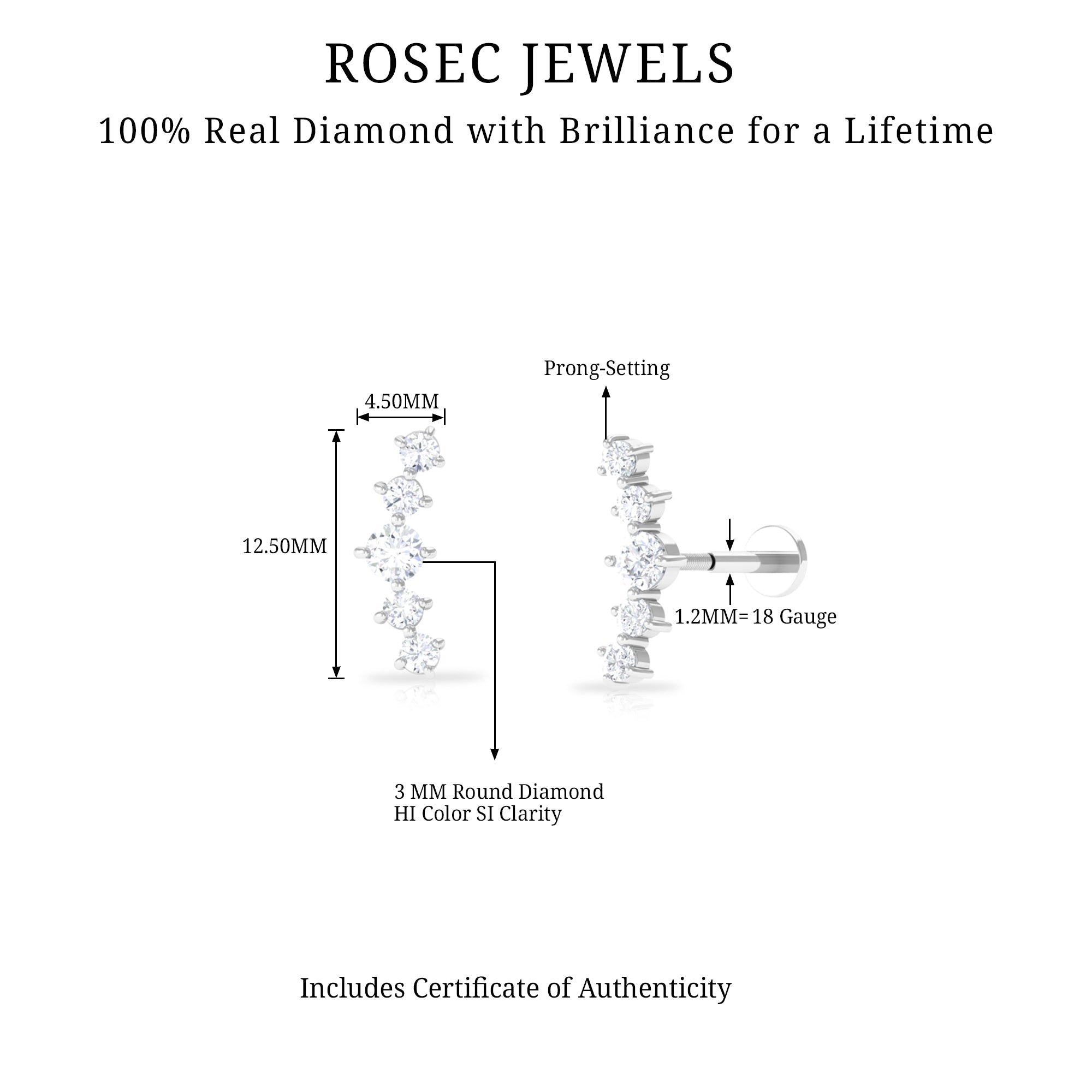 Graduated Style Diamond Crawler Earring for Women