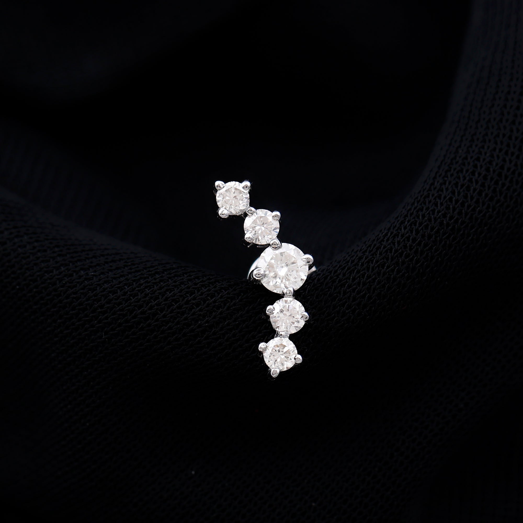 Graduated Style Diamond Crawler Earring for Women