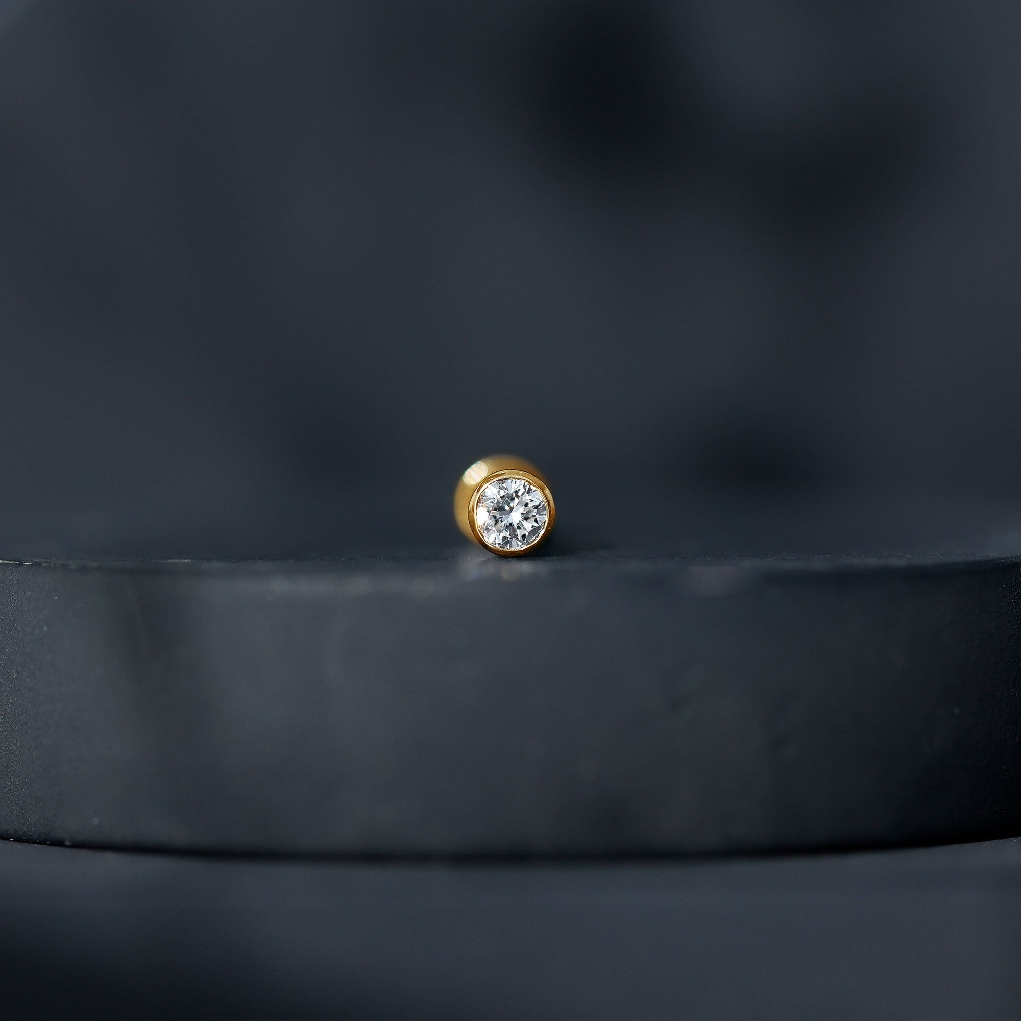 Bezel Set Diamond Cartilage Earring with Flat Back