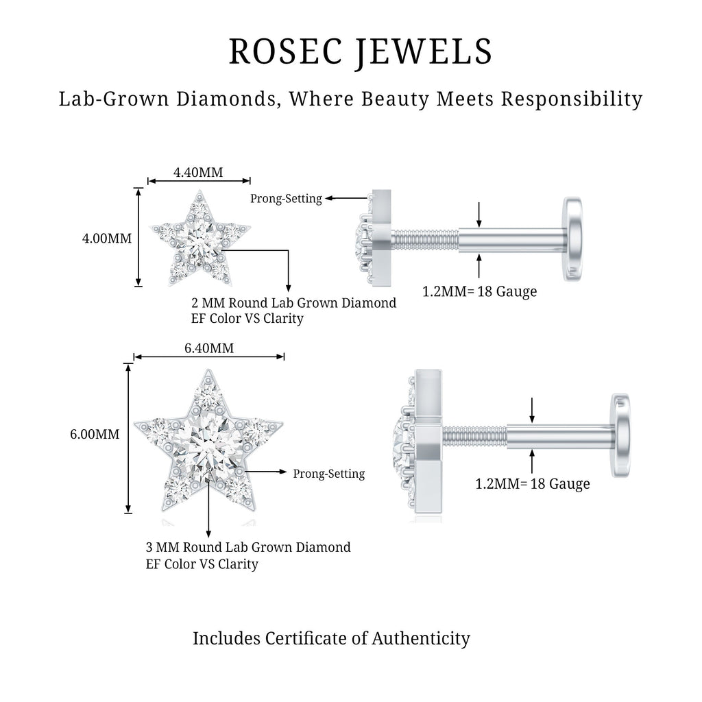 Minimalist Diamond Star Earring for Tragus Piercing