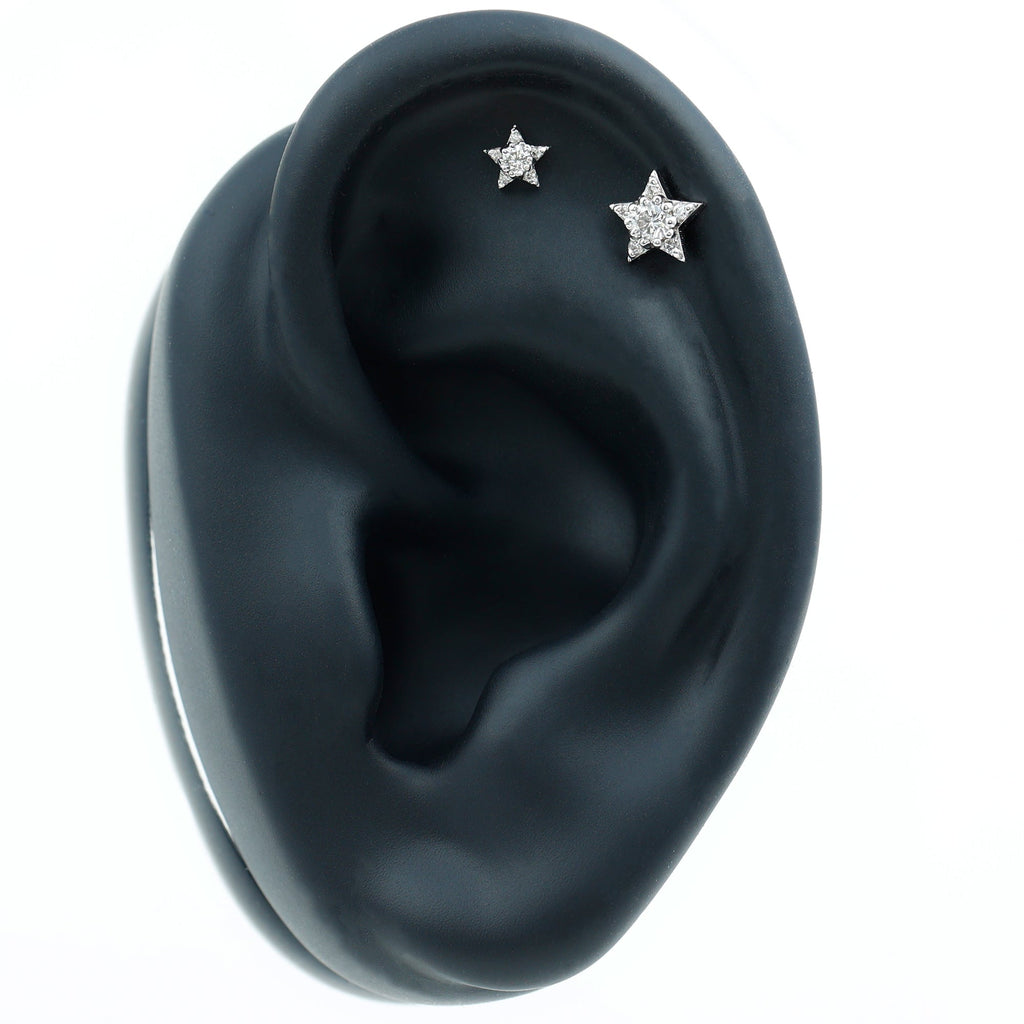 Minimalist Diamond Star Earring for Tragus Piercing