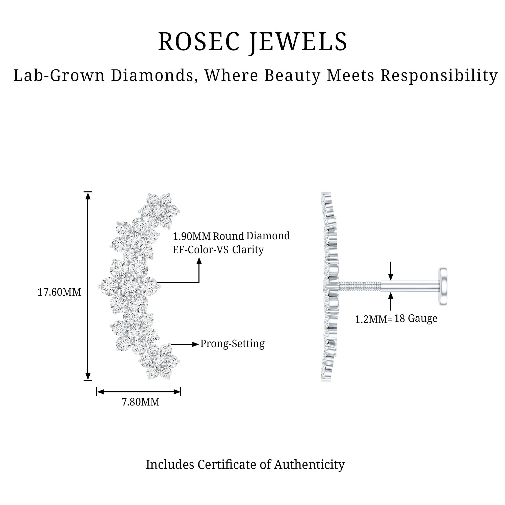 Diamond Flower Ear Crawler Earring