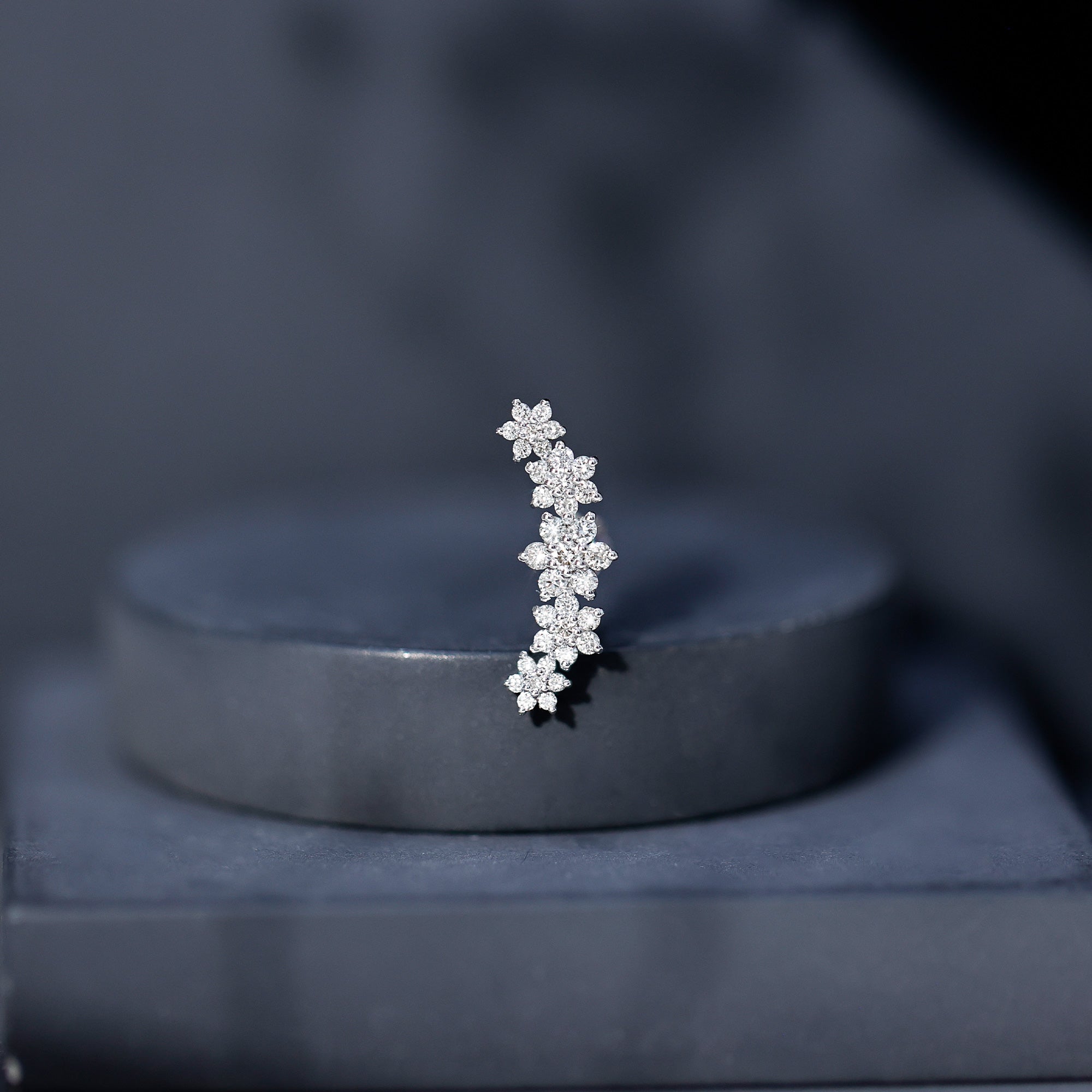 Diamond Flower Ear Crawler Earring