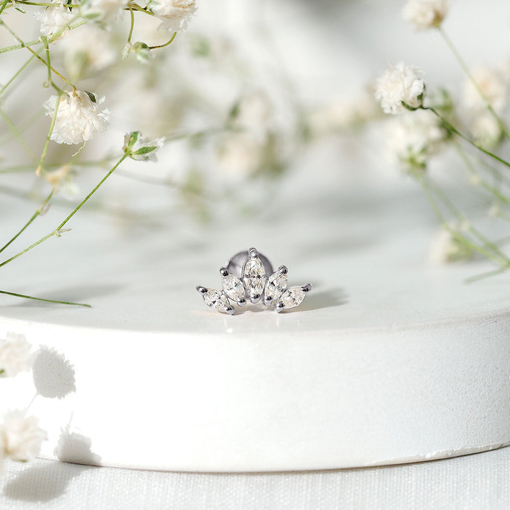 Certified Marquise Cut Diamond Helix Earring for Women