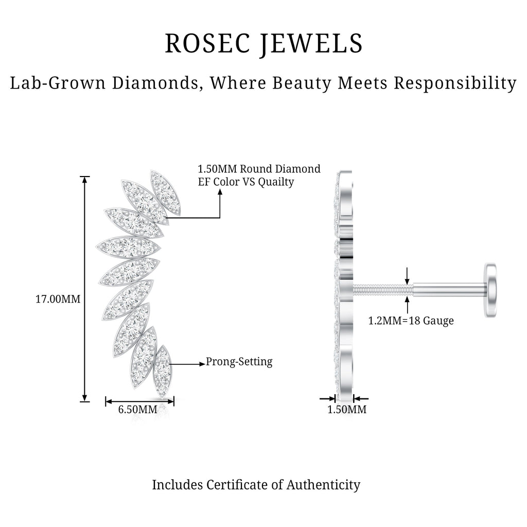 Diamond Wing Crawler Earring for Helix Piercing