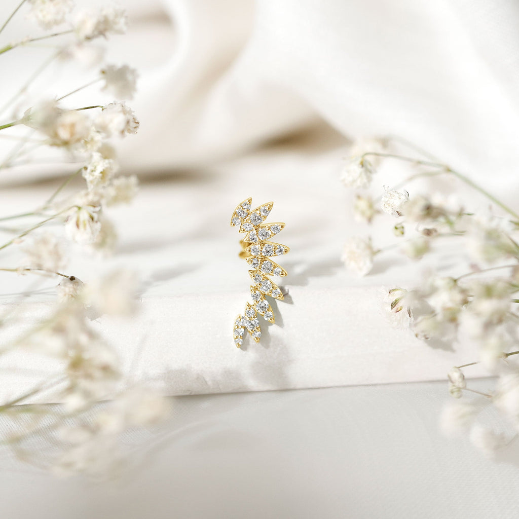 Diamond Wing Crawler Earring for Helix Piercing