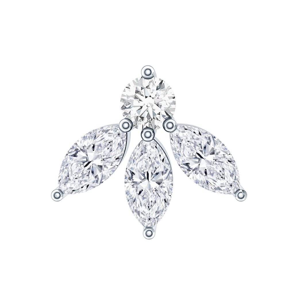Marquise Shape Diamond Leaf Earring for Helix Piercing