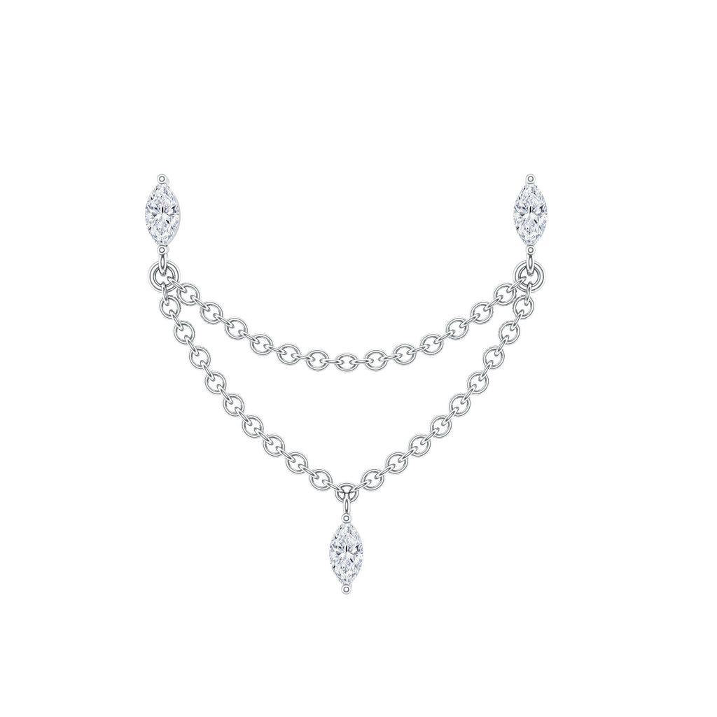 Marquise Moissanite Double Chain Earring for Women