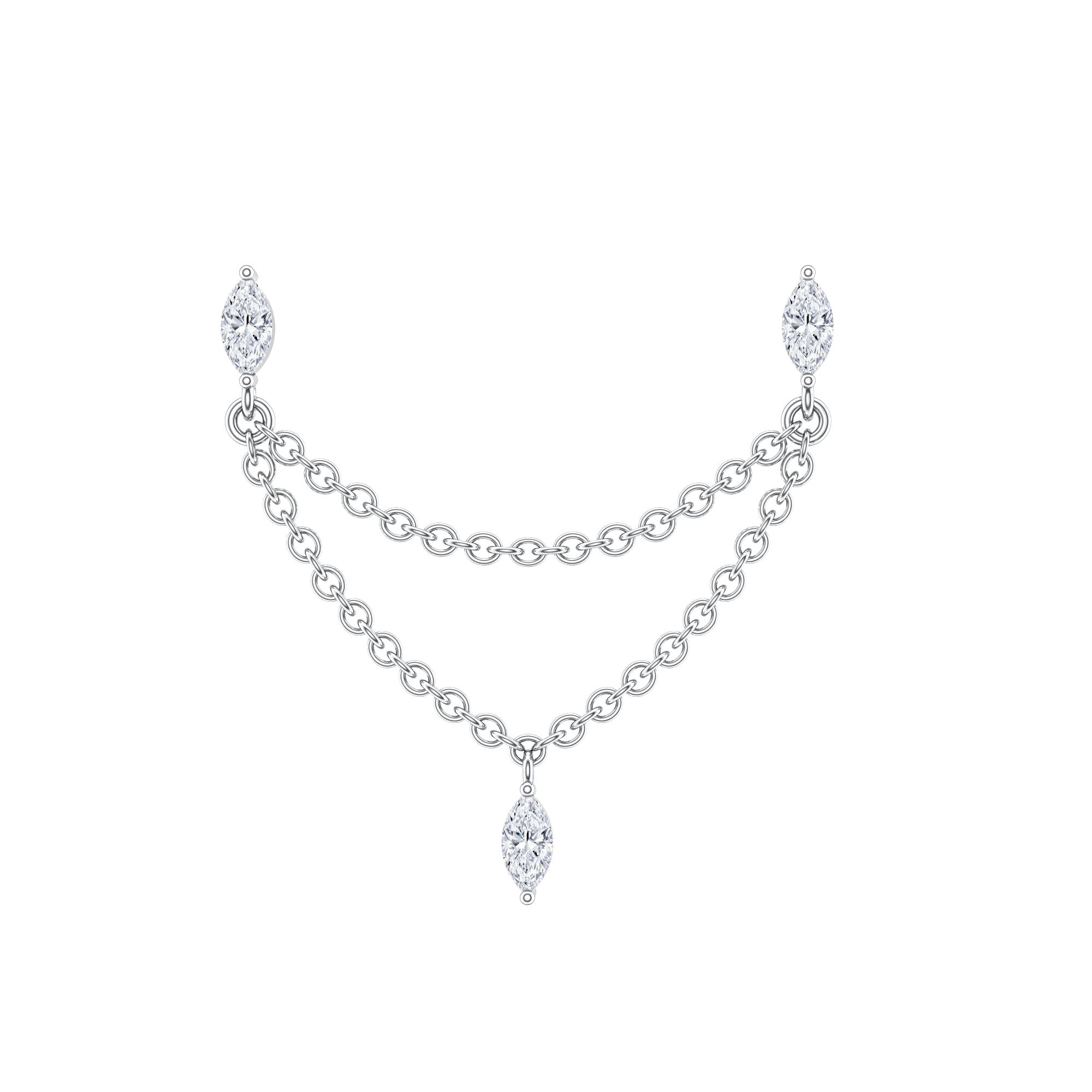Marquise Moissanite Double Chain Earring for Women
