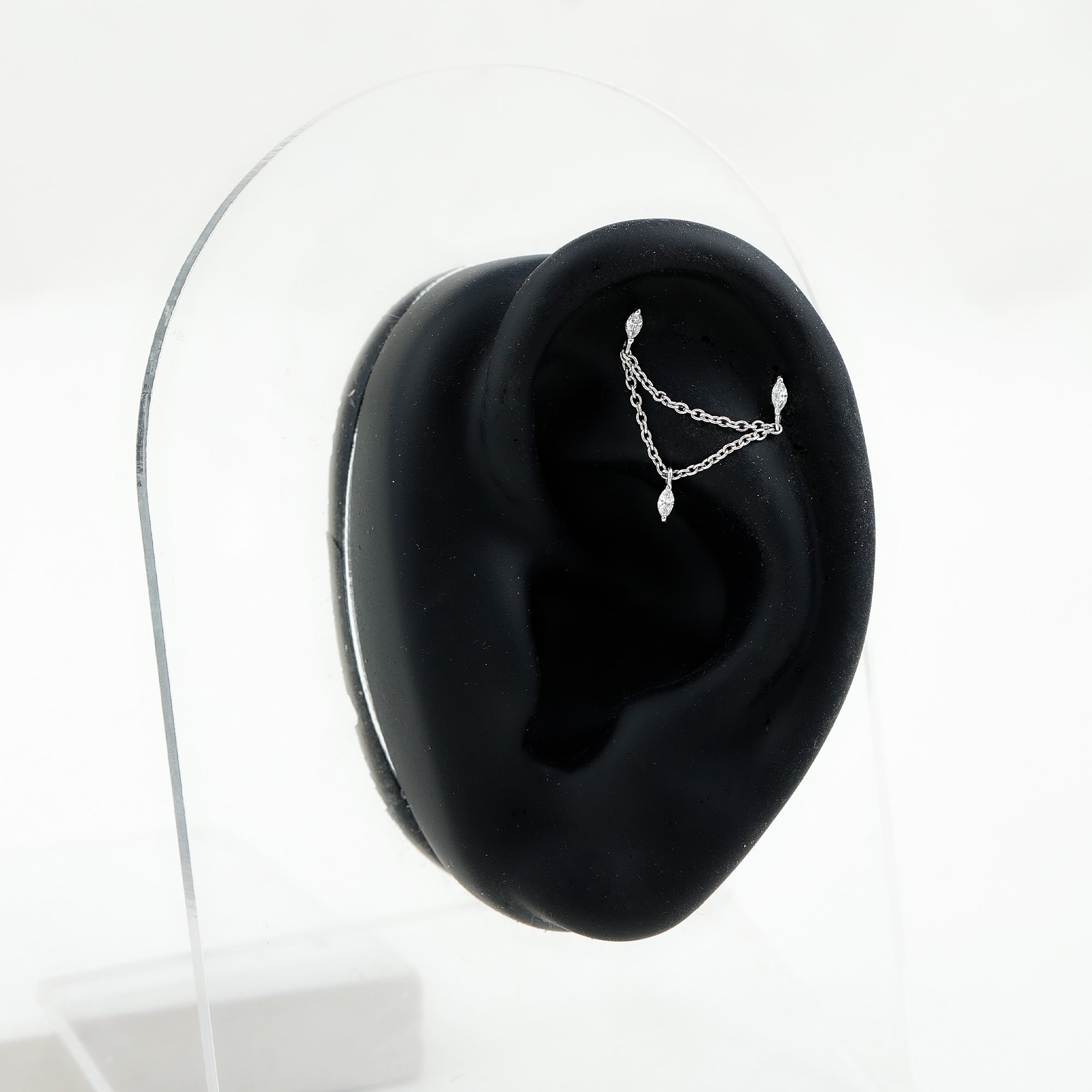 Marquise Moissanite Double Chain Earring for Women