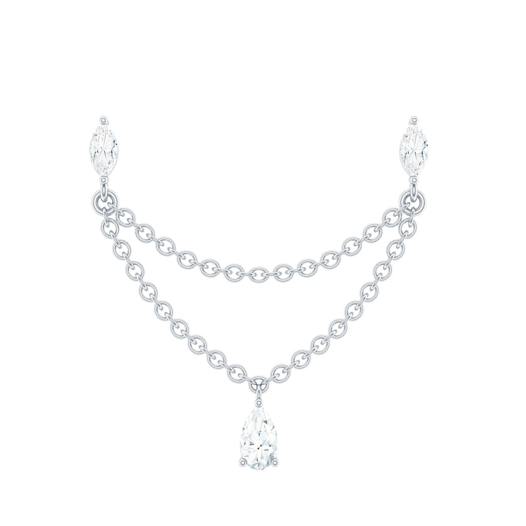 Moissanite Double Chain Earring for Helix Piercing