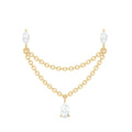 Moissanite Double Chain Earring for Helix Piercing