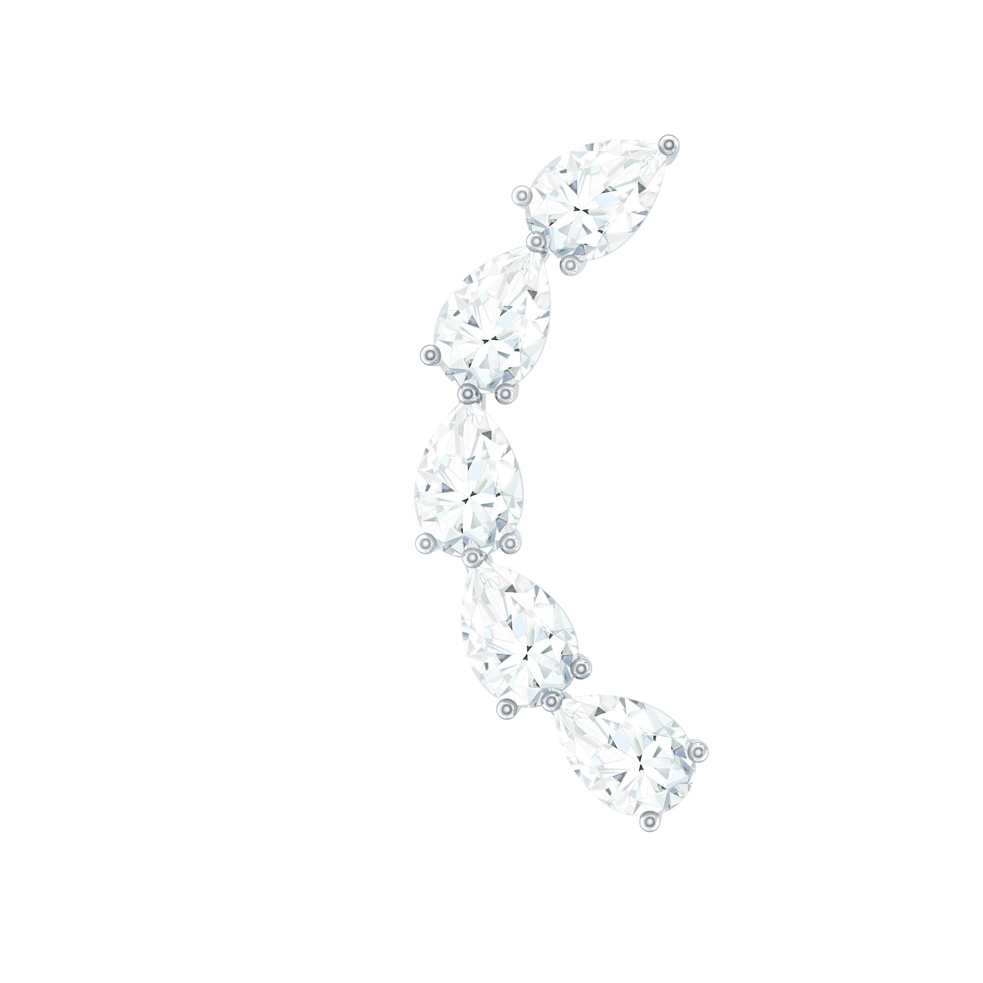 Certified Pear Cut Moissanite Ear Crawler Earring