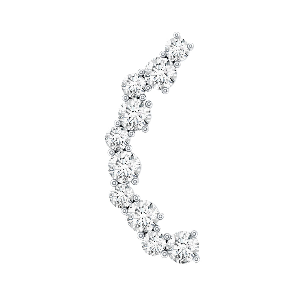 Round Cut Moissanite Ear Crawler Earring for Helix Piercing