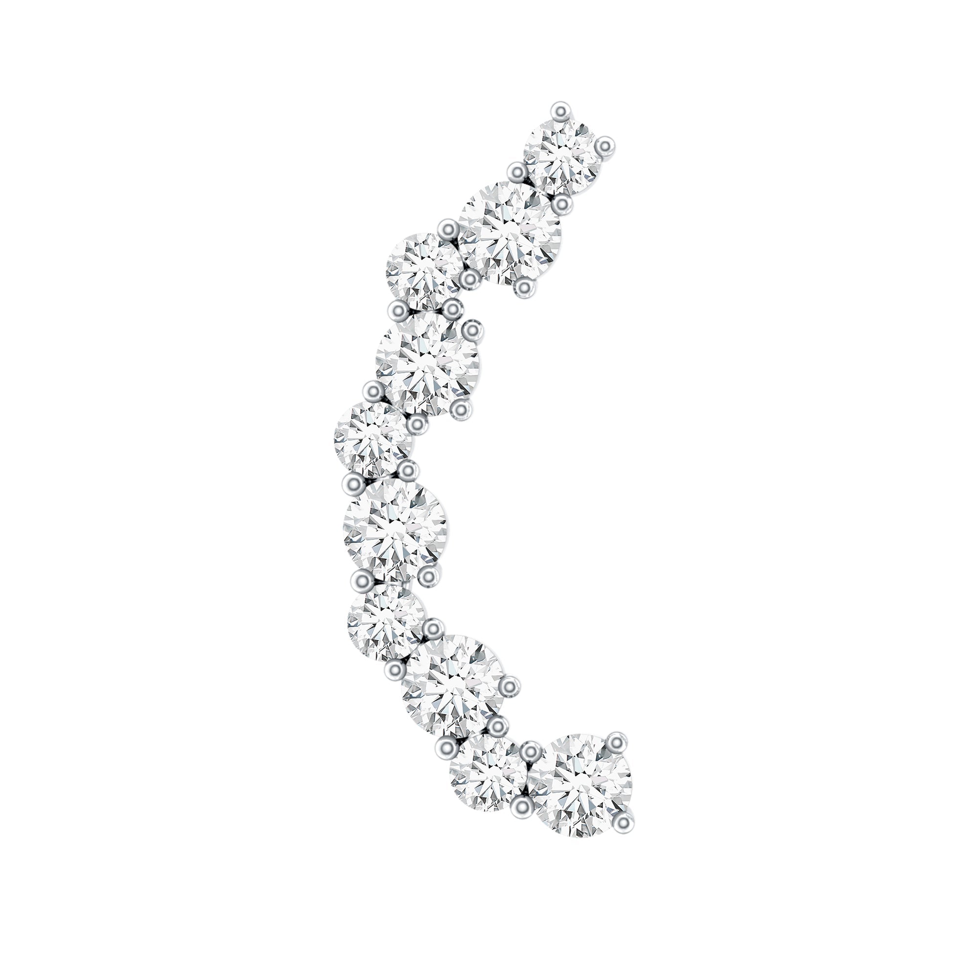 Round Cut Moissanite Ear Crawler Earring for Helix Piercing