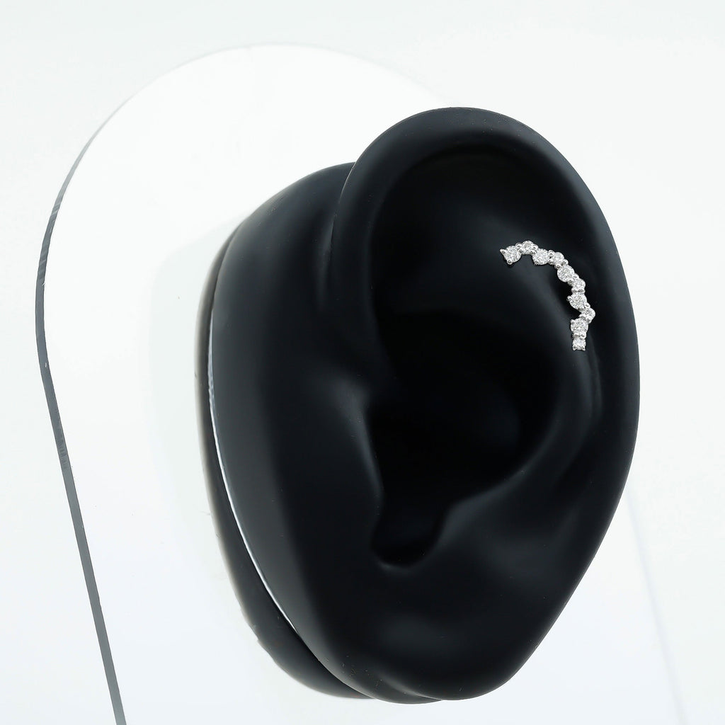 Round Cut Moissanite Ear Crawler Earring for Helix Piercing