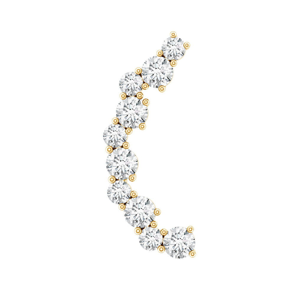 Round Cut Moissanite Ear Crawler Earring for Helix Piercing