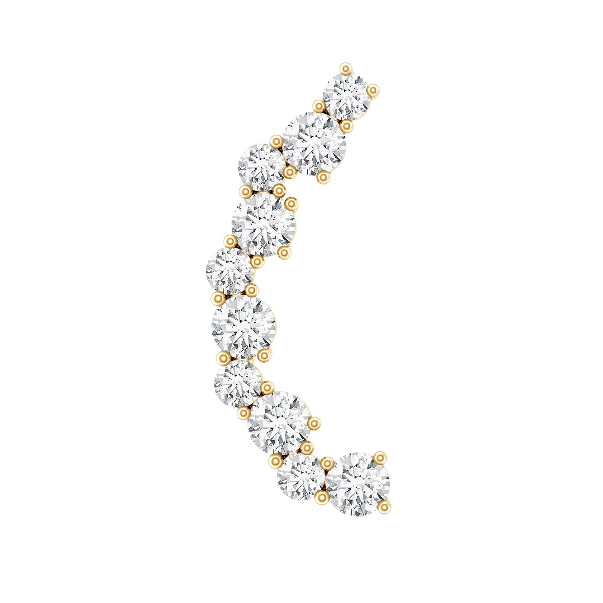 Round Cut Moissanite Ear Crawler Earring for Helix Piercing