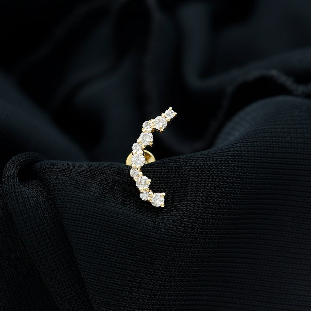 Round Cut Moissanite Ear Crawler Earring for Helix Piercing