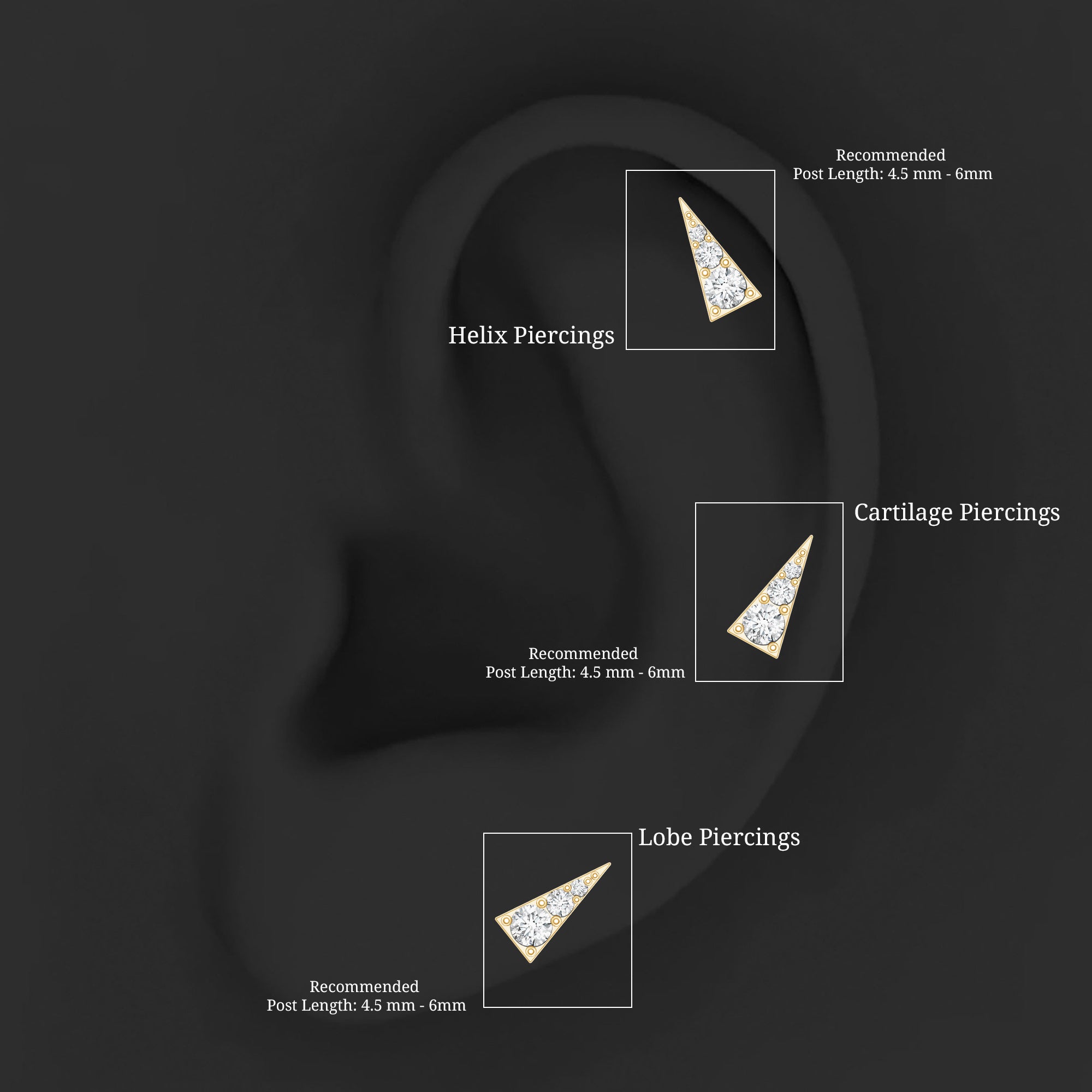 Dainty Diamond Triangle Tragus Earring