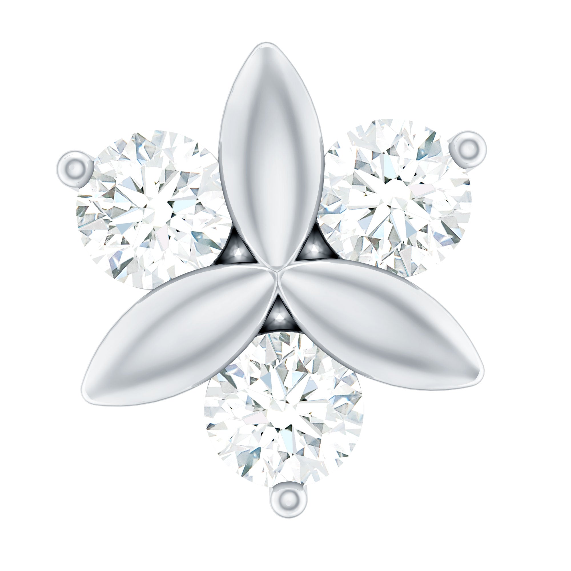 Brilliant Cut Diamond Floral Earring for Conch Piercing