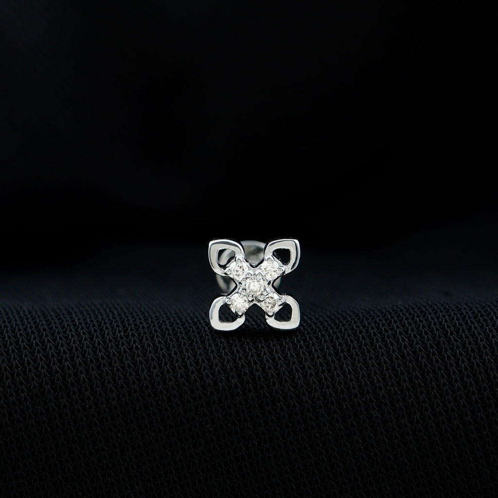 Real Diamond Floral Earring for Cartilage Piercing
