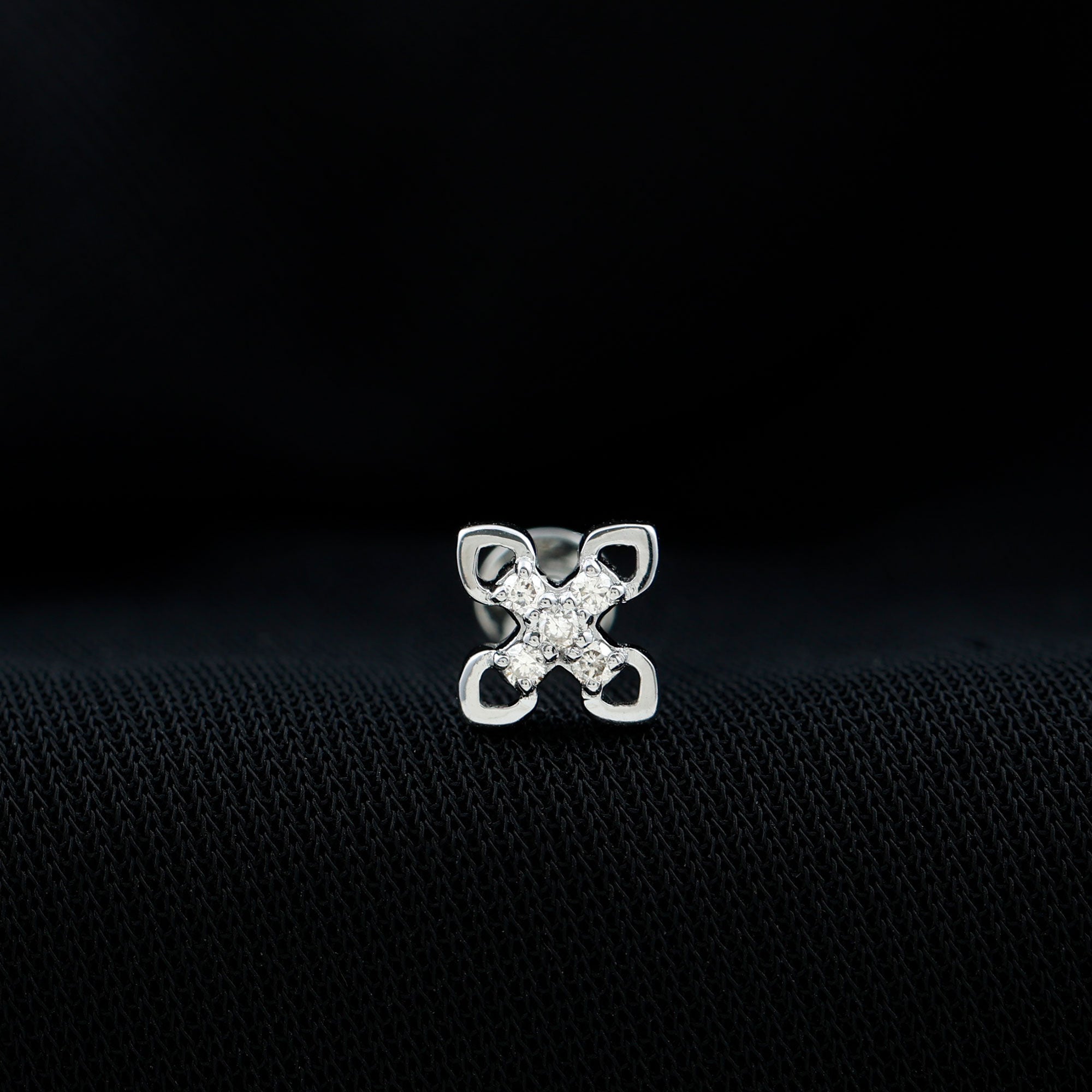 Real Diamond Floral Earring for Cartilage Piercing