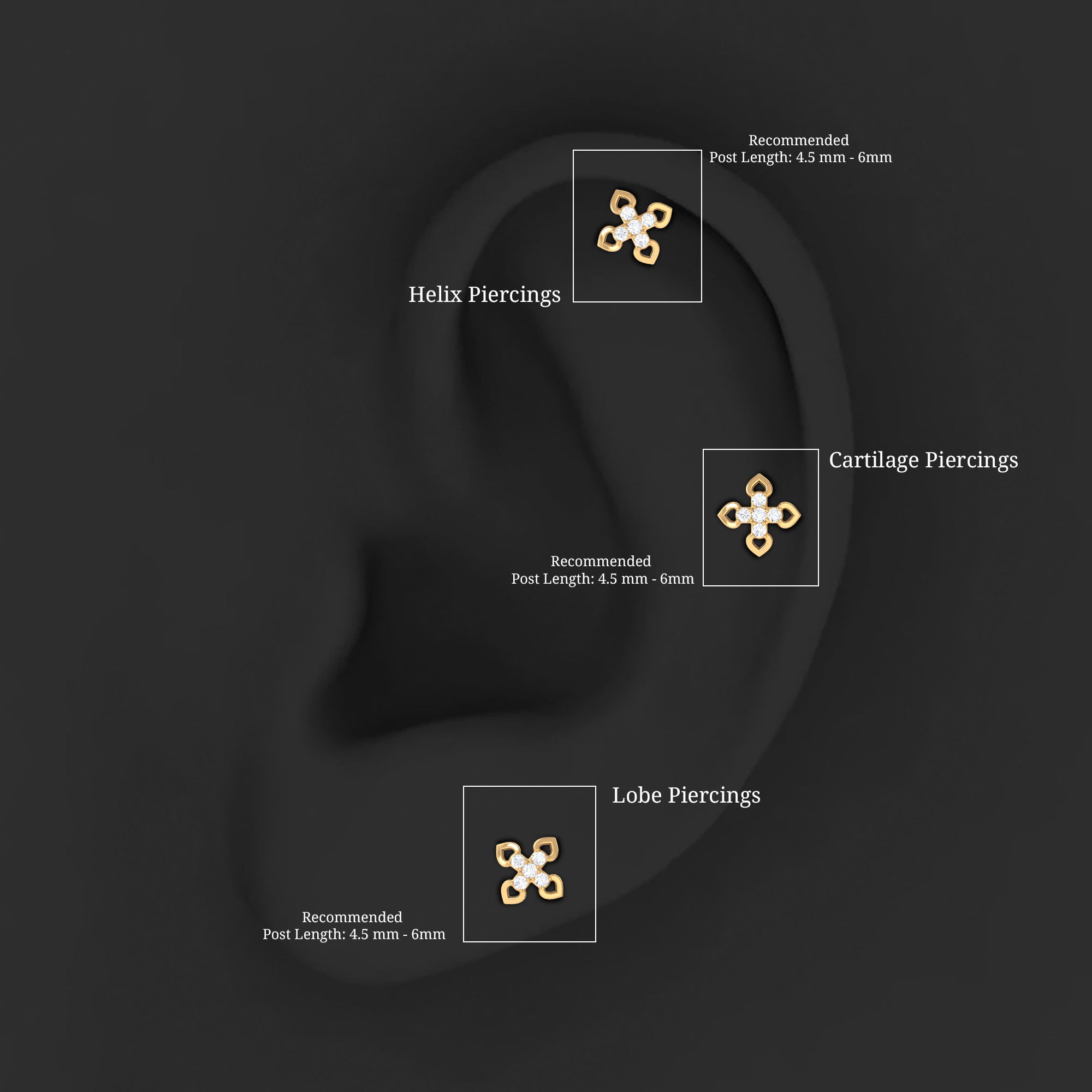 Real Diamond Floral Earring for Cartilage Piercing