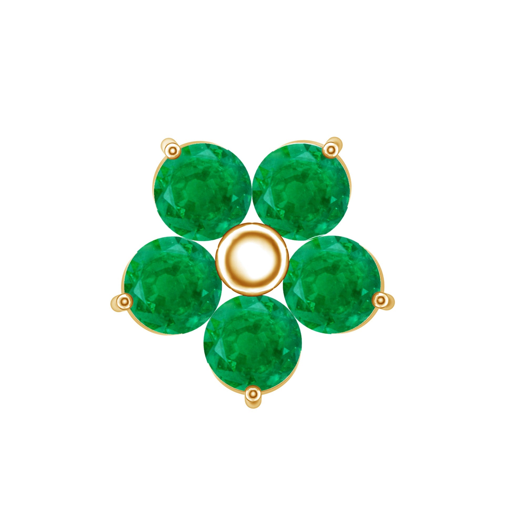 Natural Green Emerald Flower Conch Earring