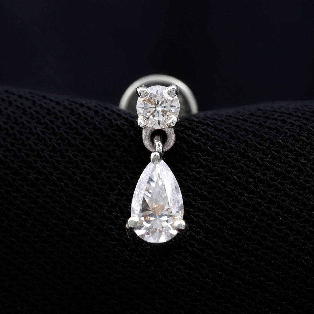 Moissanite Teardrop Earring for Helix Piercing