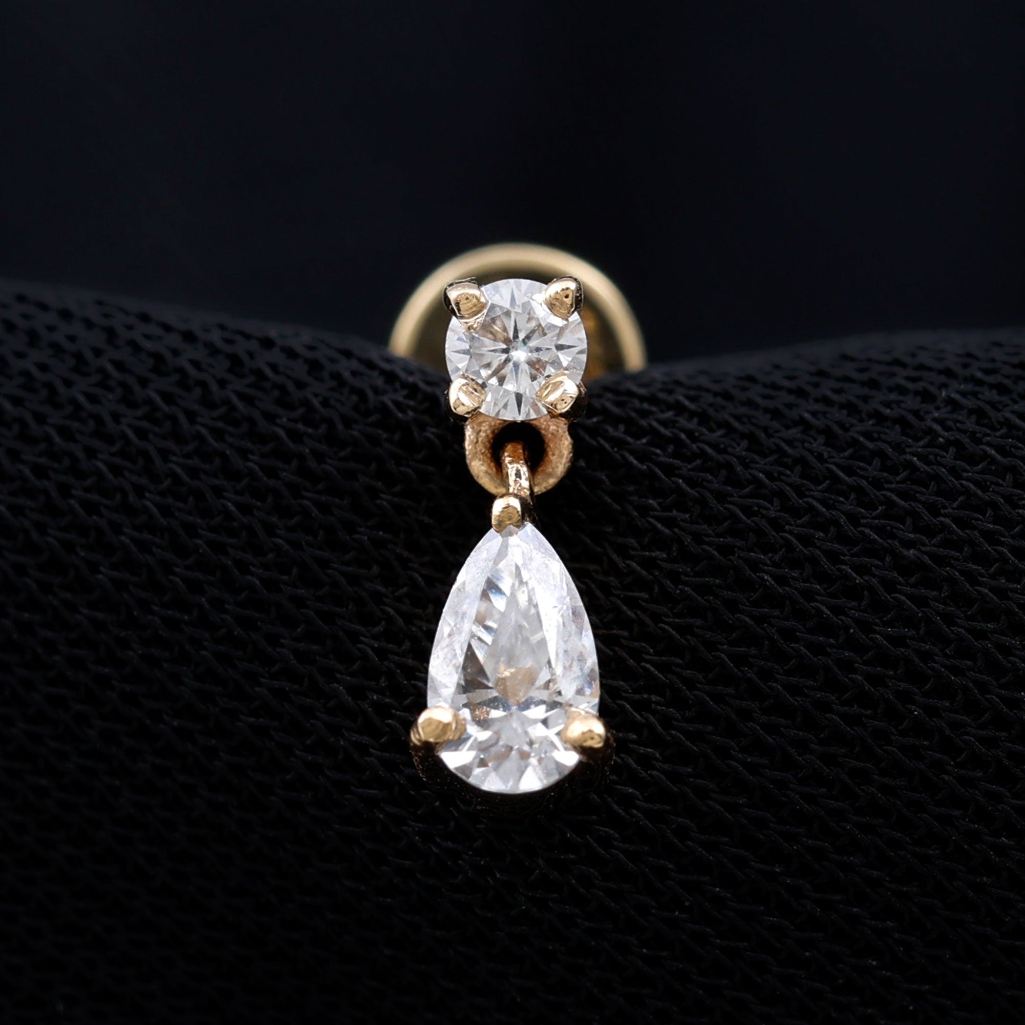 Moissanite Teardrop Earring for Helix Piercing