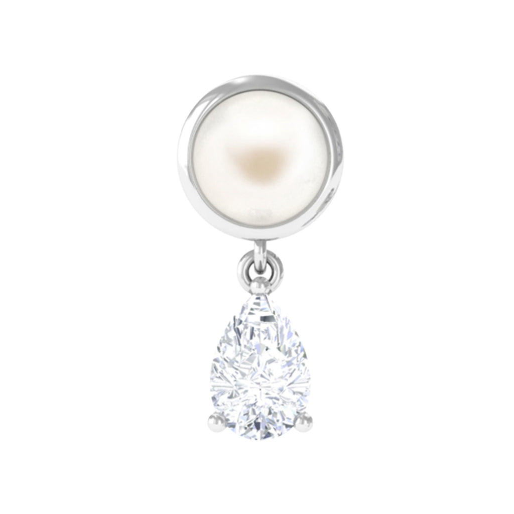 Certified Freshwater Pearl and Diamond Helix Drop Earring