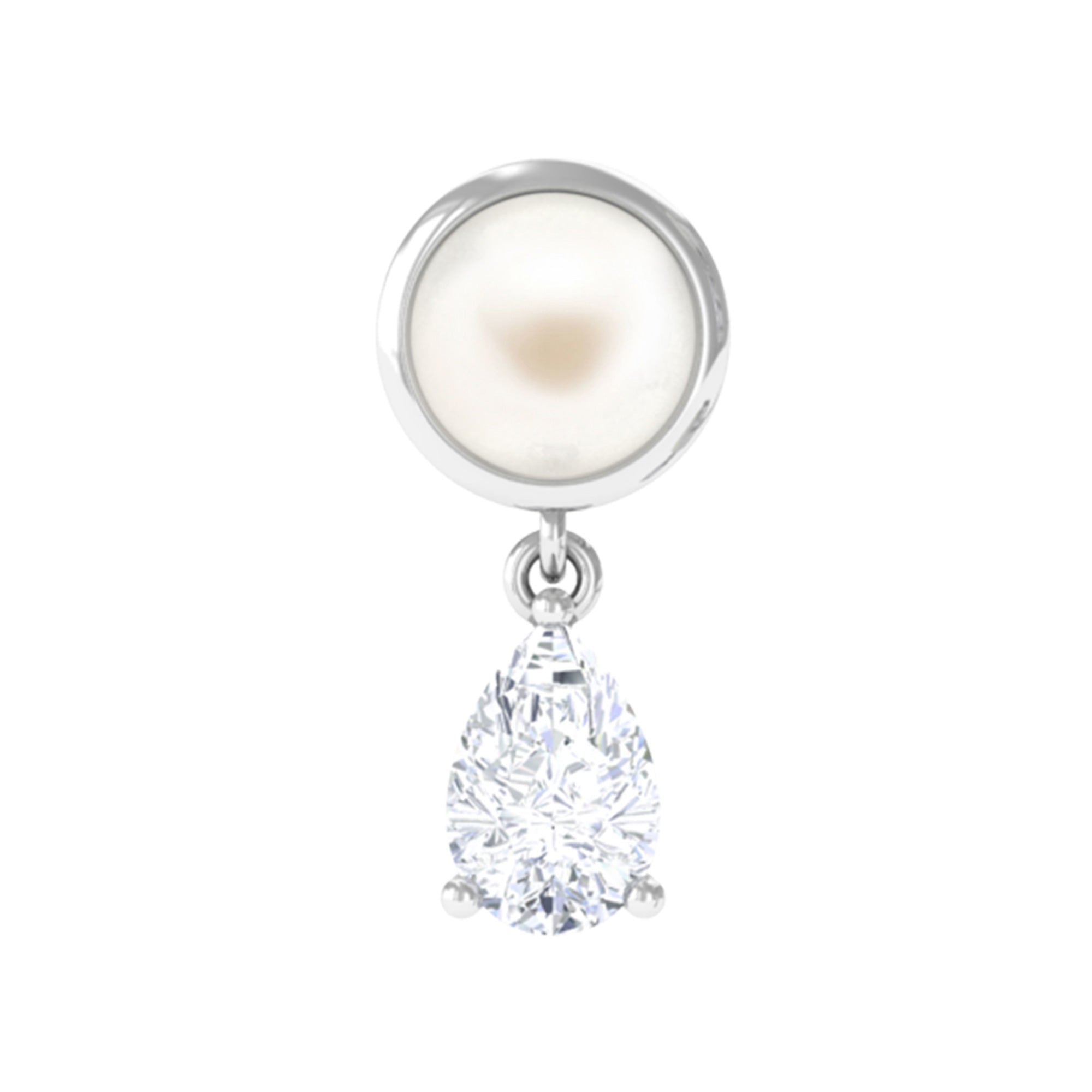 Certified Freshwater Pearl and Diamond Helix Drop Earring