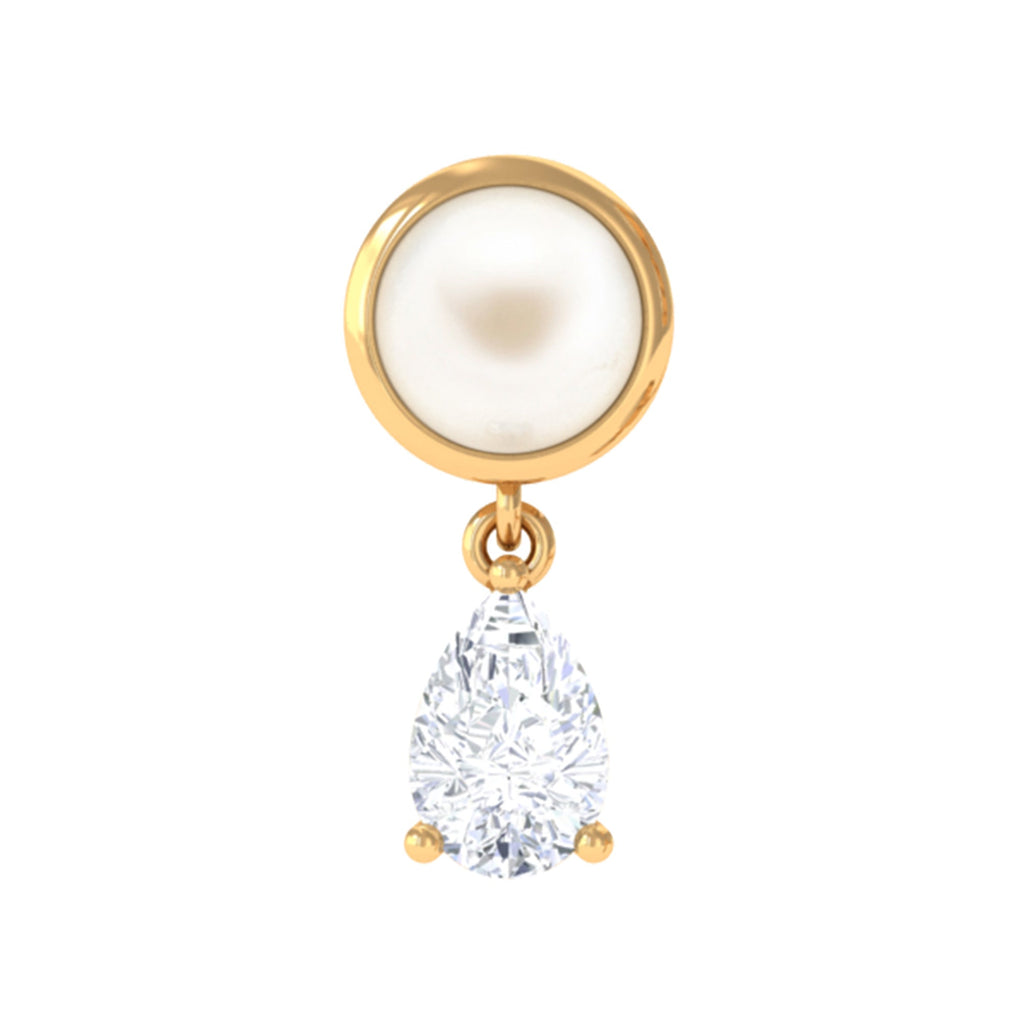 Certified Freshwater Pearl and Diamond Helix Drop Earring