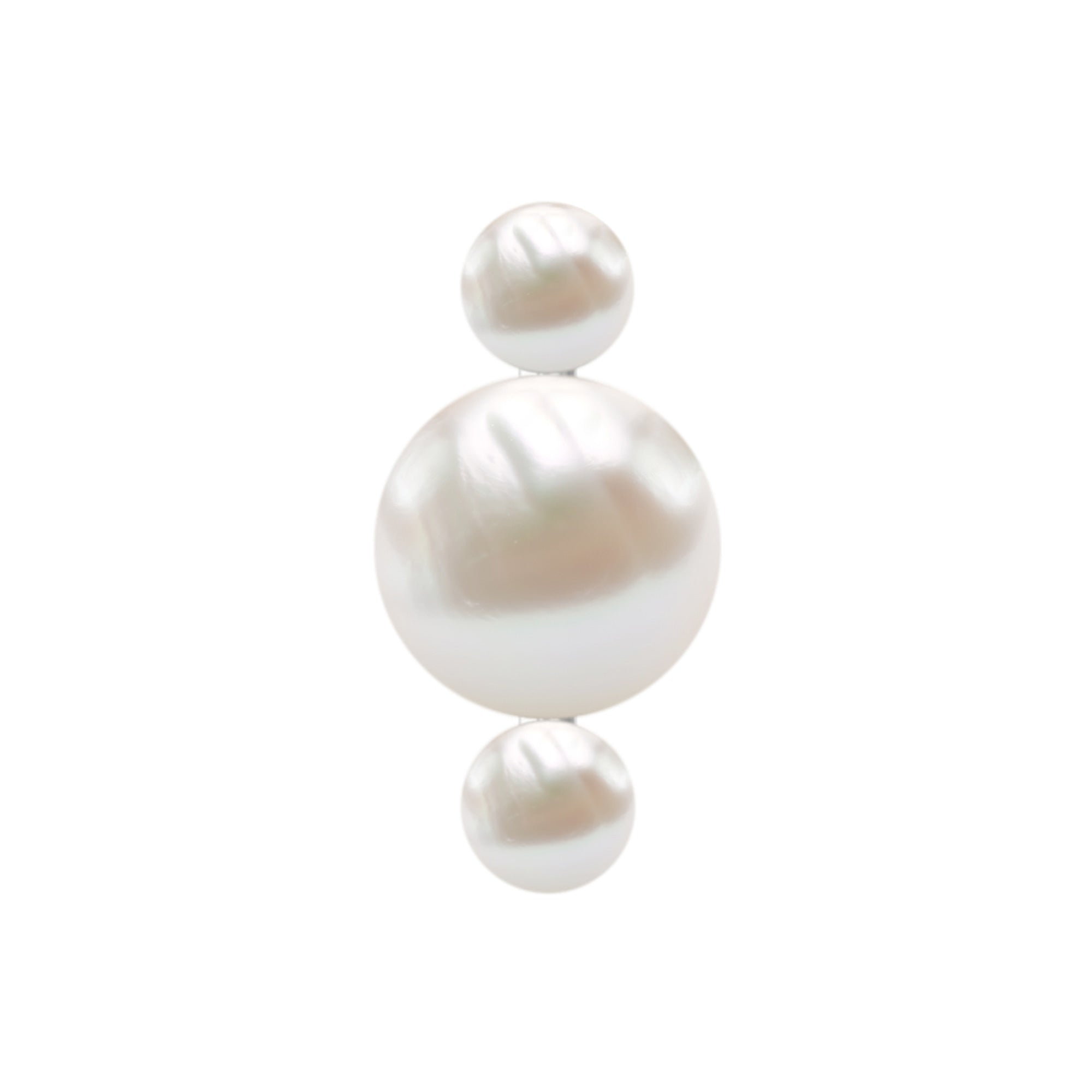 Round Freshwater Pearl Three Stone Cartilage Earring