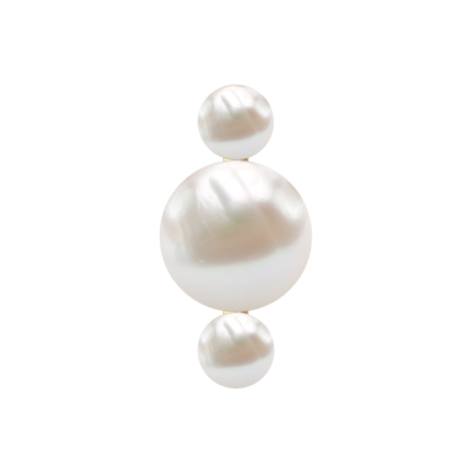 Round Freshwater Pearl Three Stone Cartilage Earring