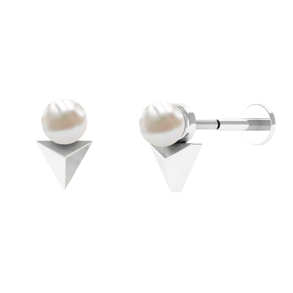 Round Freshwater Pearl Solitaire Tragus Earring