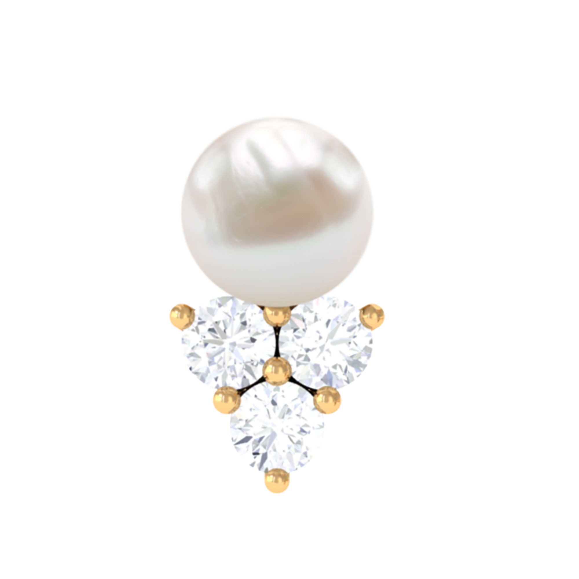 2 Carat Freshwater Pearl and Diamond Tragus Earring