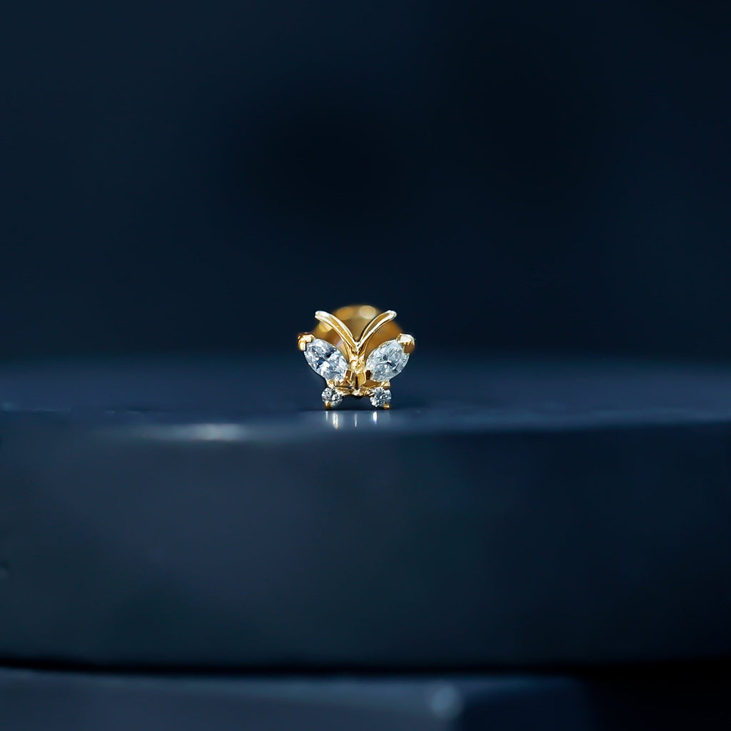 Marquise Moissanite Butterfly Cartilage Earring