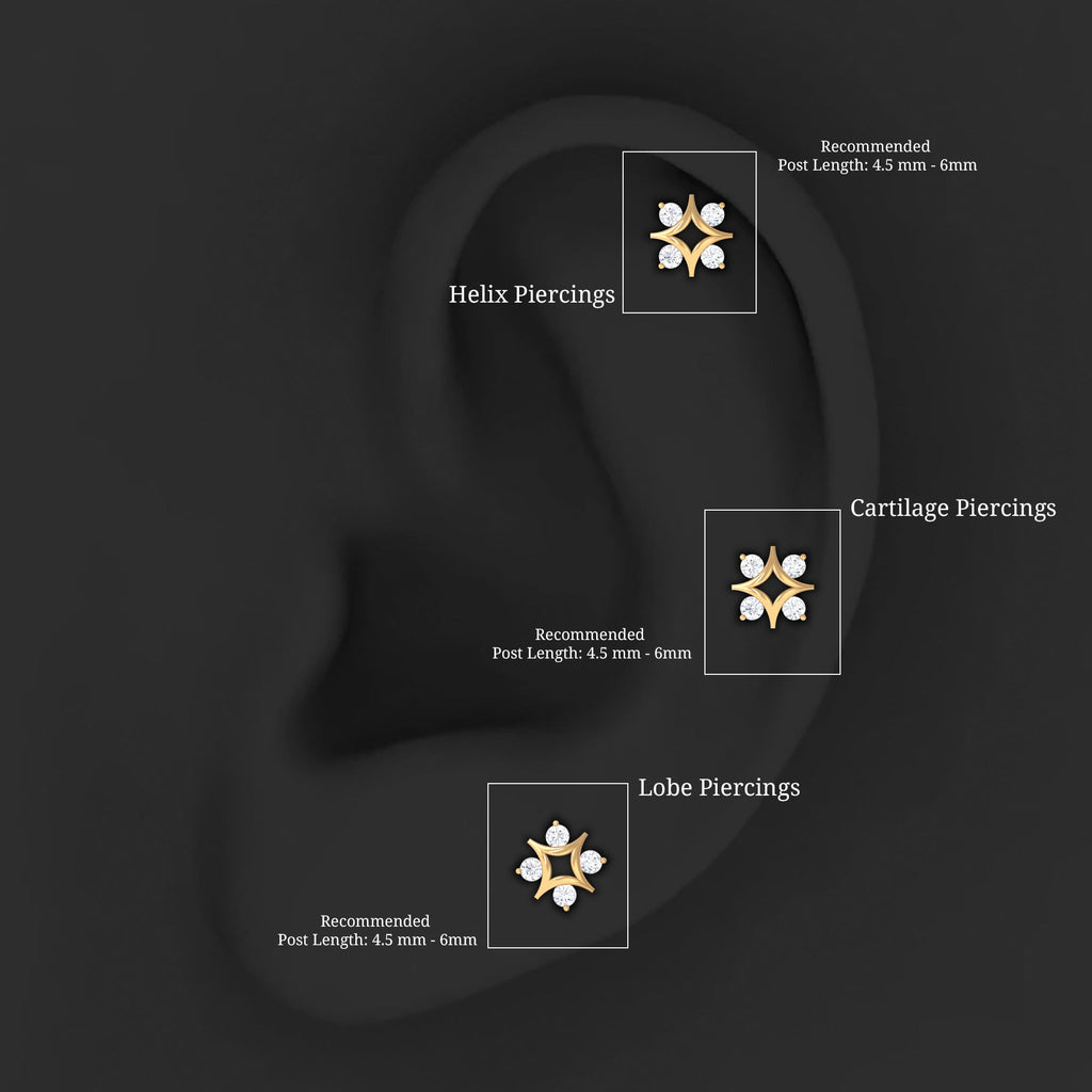 Round Moissanite Star Earring for Helix Piercing
