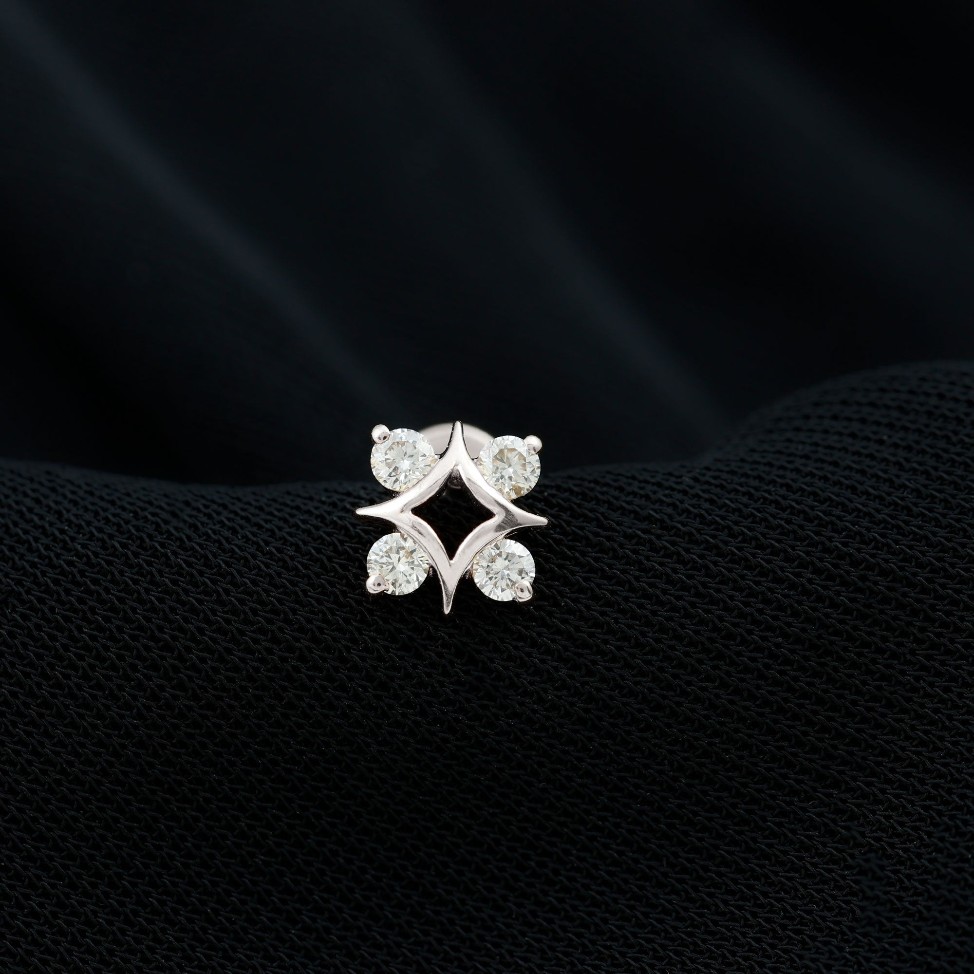 Round Moissanite Star Earring for Helix Piercing
