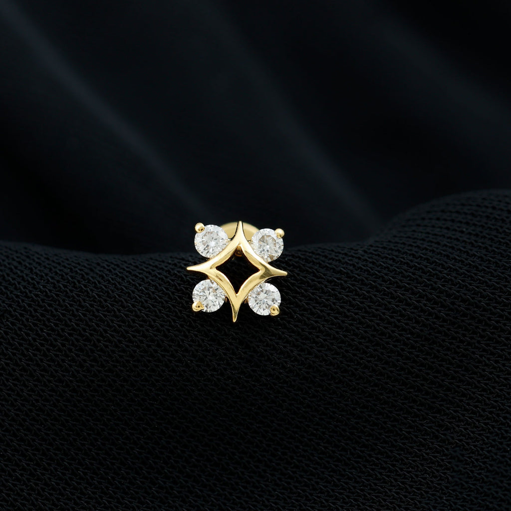 Round Moissanite Star Earring for Helix Piercing