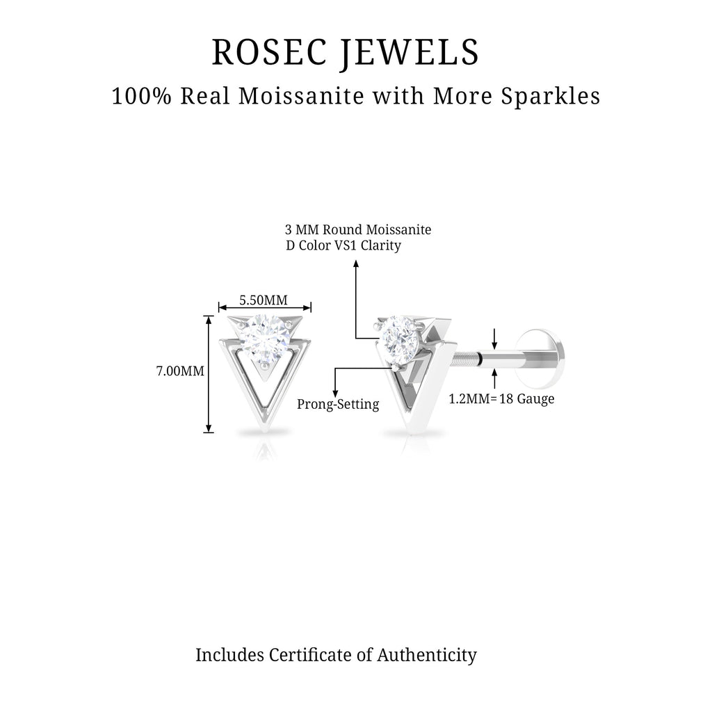 Certified Moissanite Triangle Tragus Earring