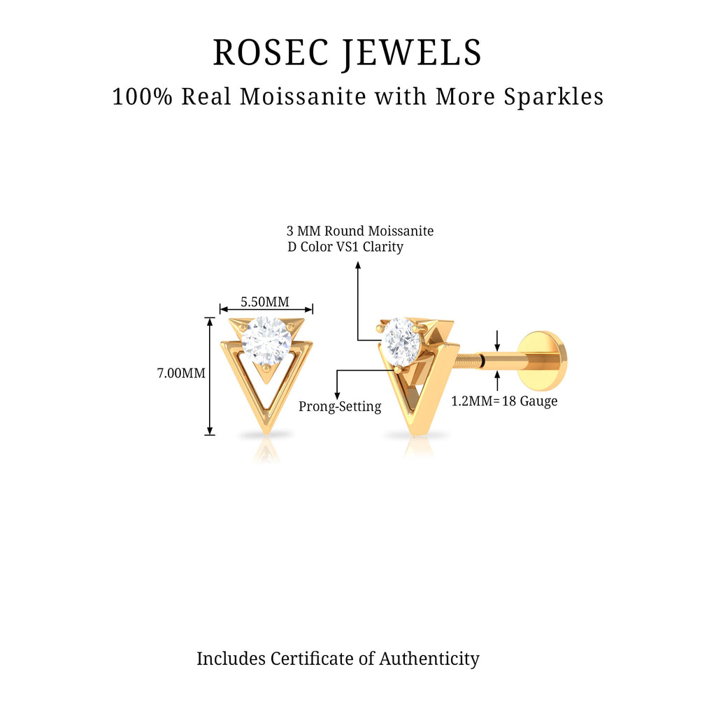 Certified Moissanite Triangle Tragus Earring