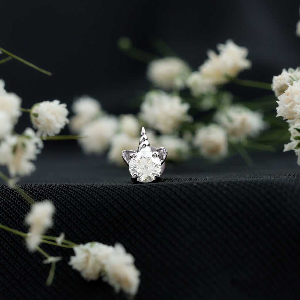 Cute Moissanite Unicorn Helix Earring for Women