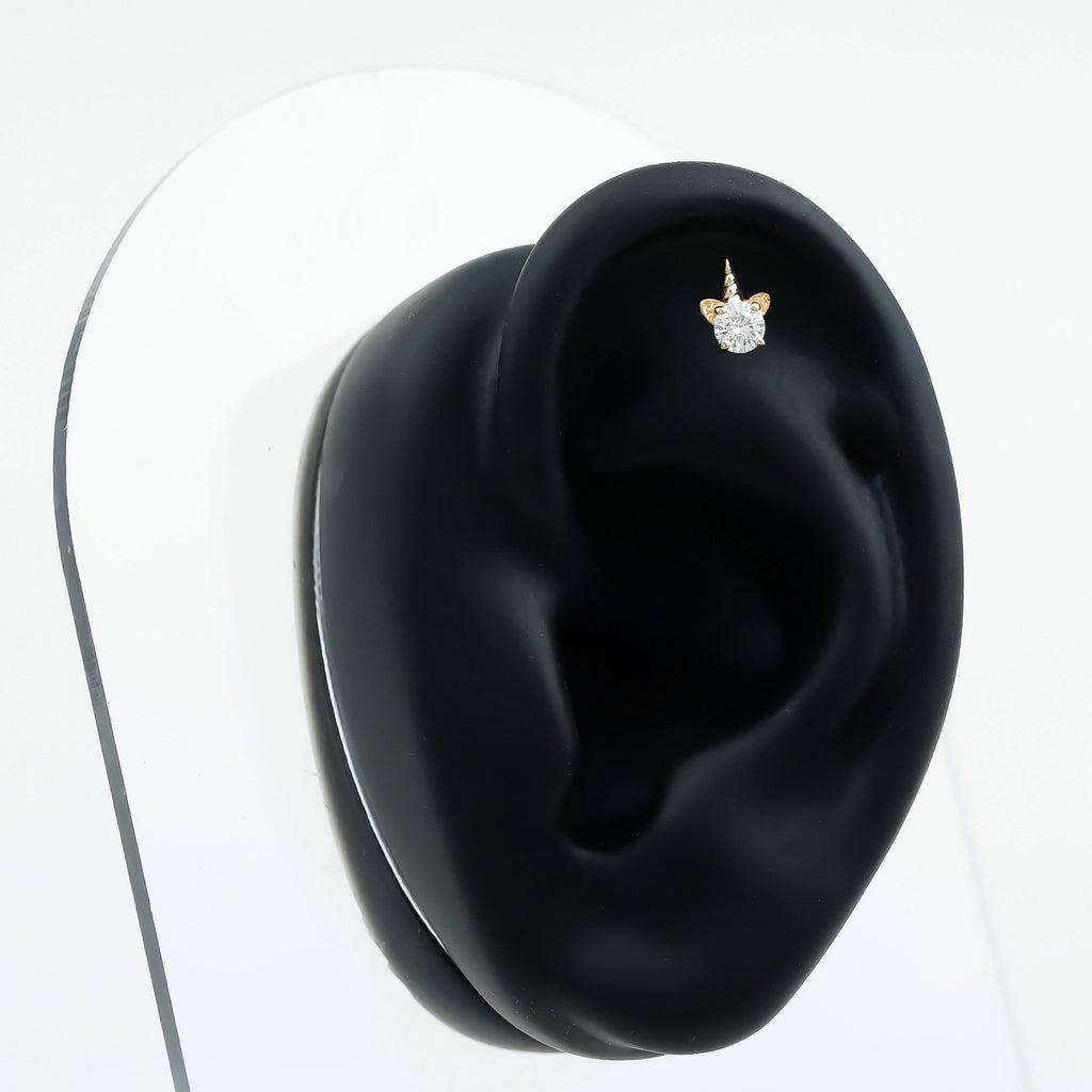 Cute Moissanite Unicorn Helix Earring for Women